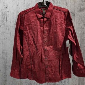 International Concepts INC Dress Shirt red Burgundy sz L cotton new